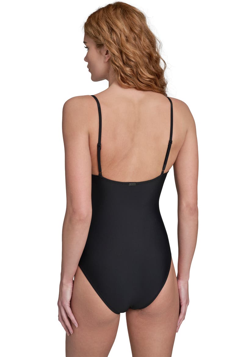 Wrap Front One-Piece Swimsuit, Alternate, color, BLACK