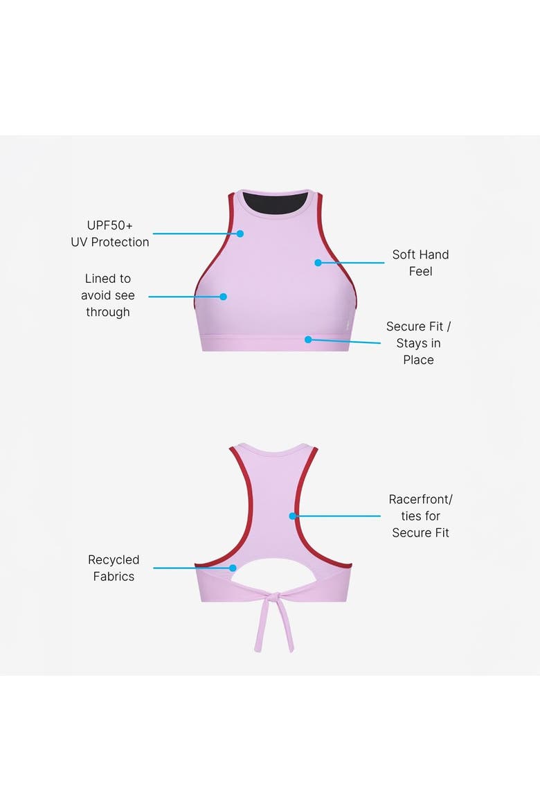 Racerfront Tie Bikini Top - Women's, Alternate, color, Lilac/Sporting Red