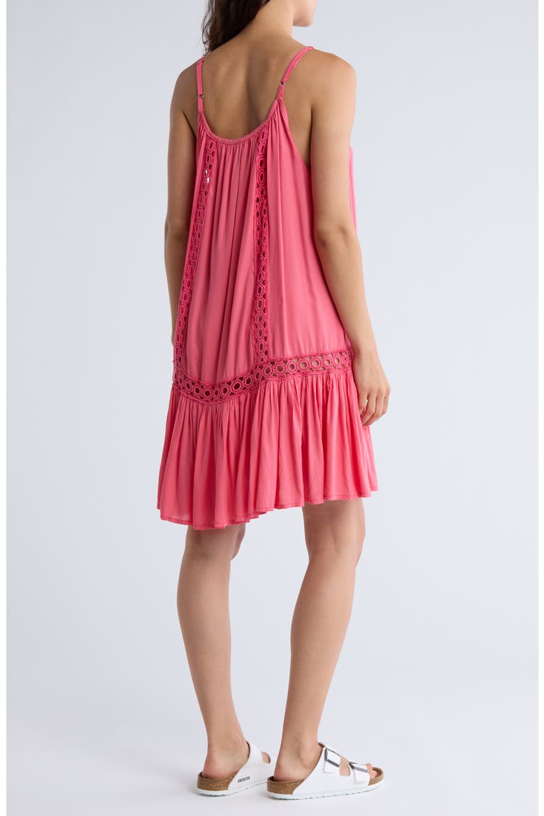 Tonal Lace Scoop Neck Dress, Alternate, color, CORAL