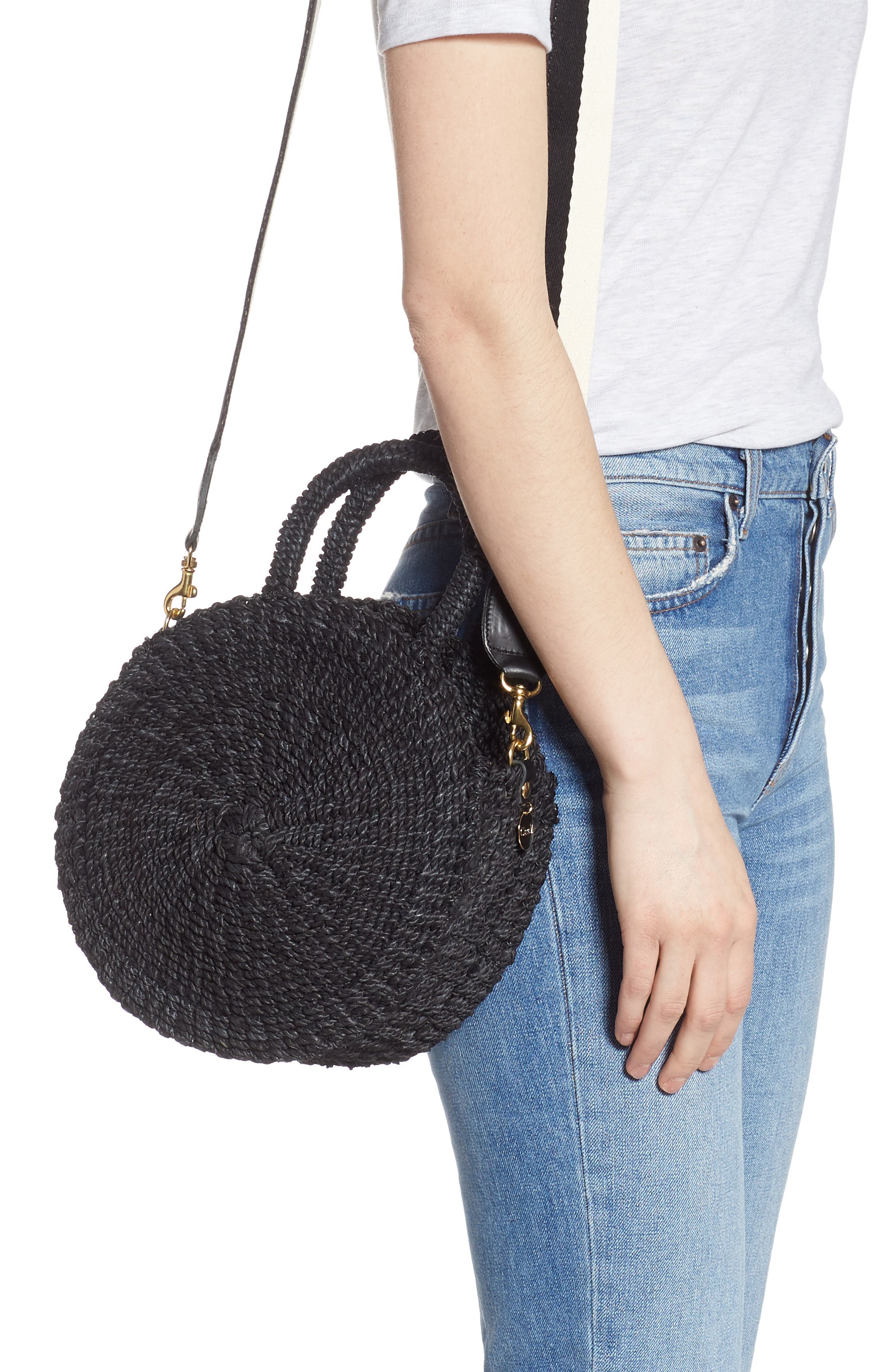 Moyen Alice Woven Sisal Bag, Alternate, color, BLACK BLACK