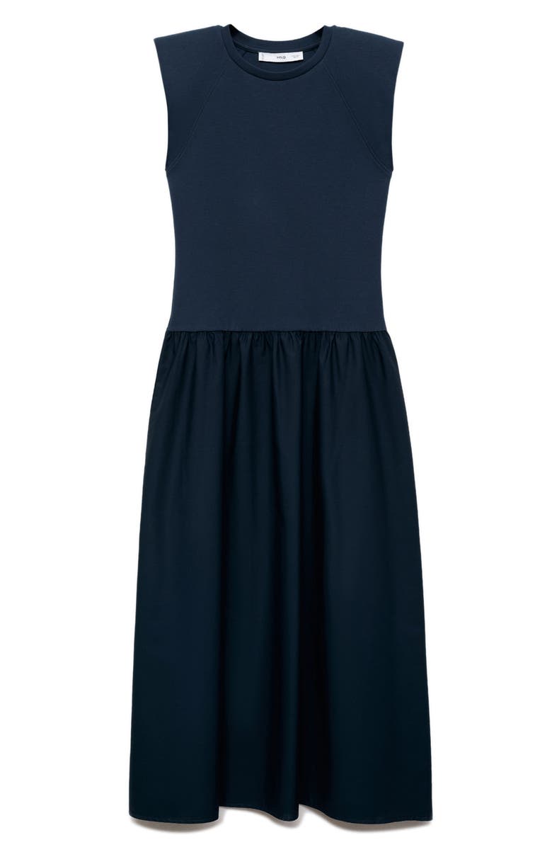 MANGO Shoulder Pad Maxi Dress, Alternate, color, Navy