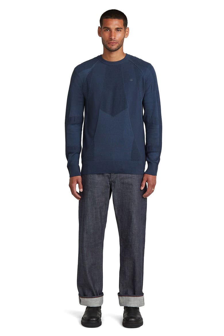 3D Biker Textureblock Crewneck Sweater, Alternate, color, INDIA INK/ SALUTE