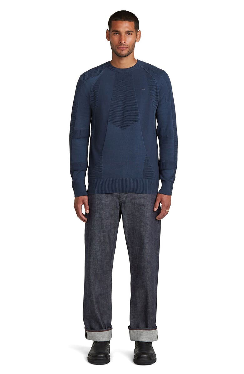 G-STAR 3D Biker Textureblock Crewneck Sweater, Alternate, color, India Ink/ Salute