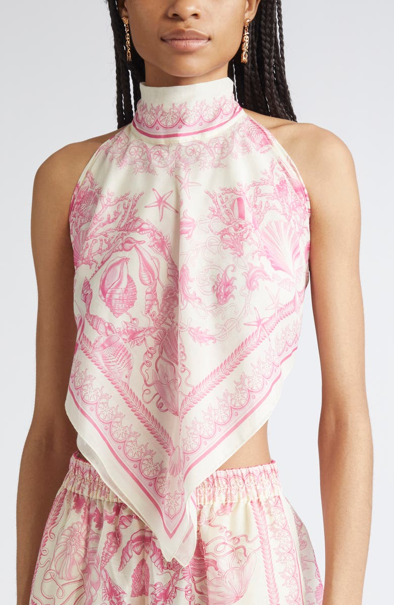 Versace Underwater Barocco Voile Cover-Up Scarf Top, Alternate, color, 