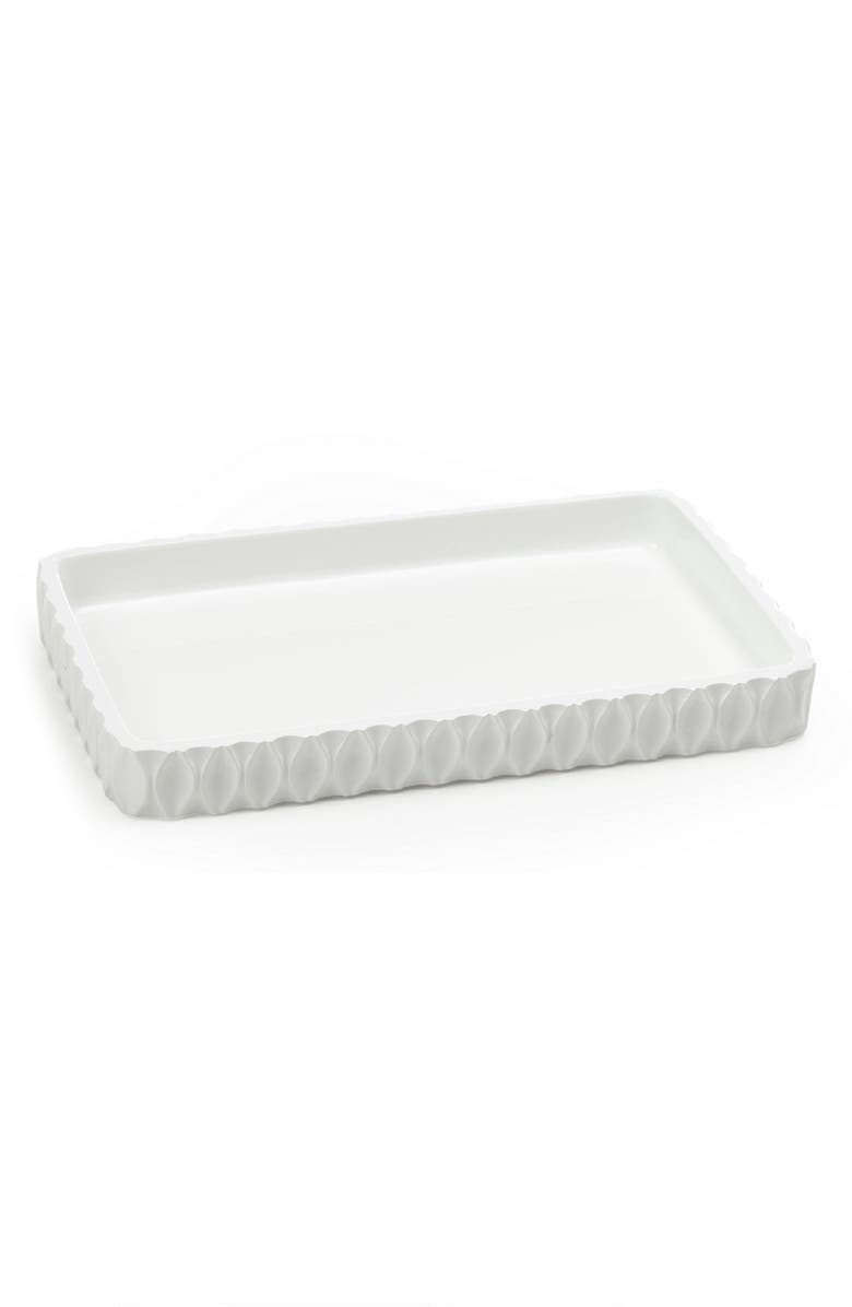 ROSELLI TRADING COMPANY Wave Bathroom Amenity Tray, Main, color, White Resin