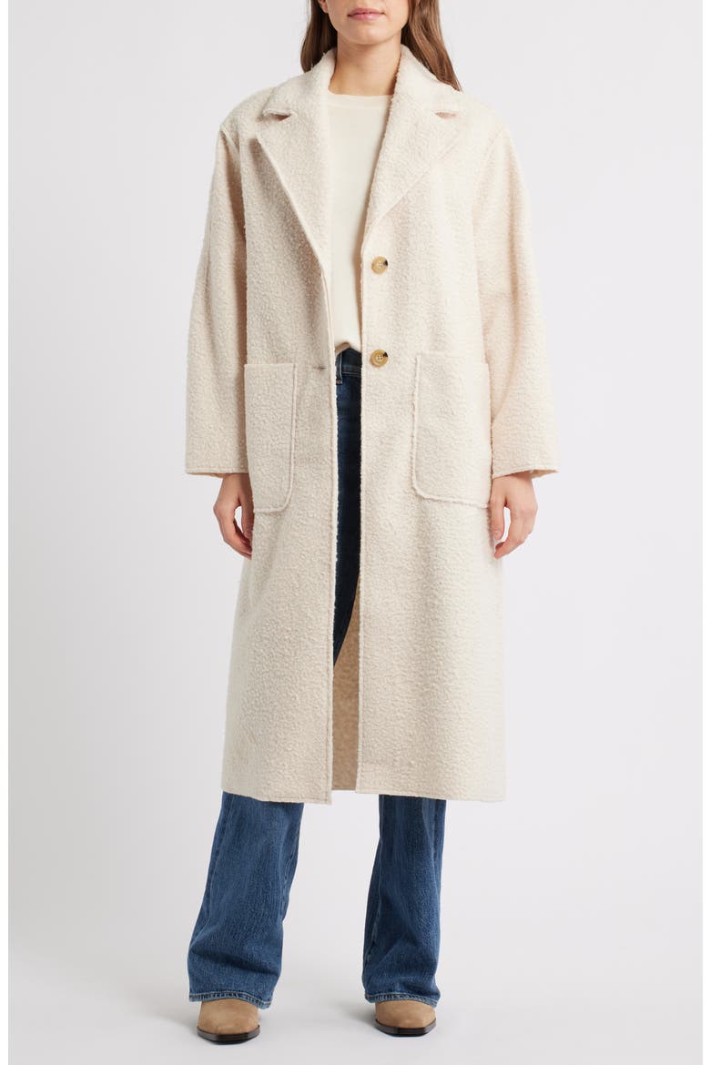 Colette Faux Shearling Longline Coat, Main, color, CREAM