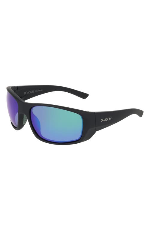 Dragon 64mm Oversize Rectangular Sunglasses In Matte Black/green Mirror