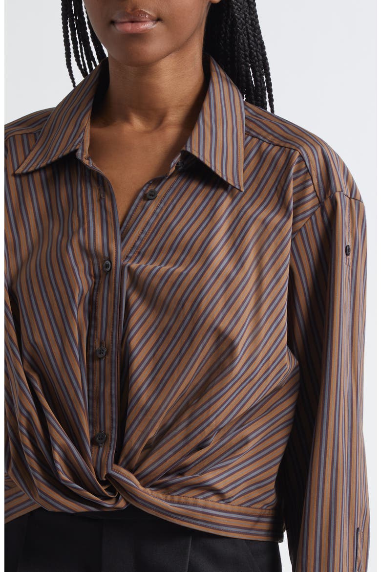 Leo Front Twist Shirt, Alternate, color, BROWN MULTI