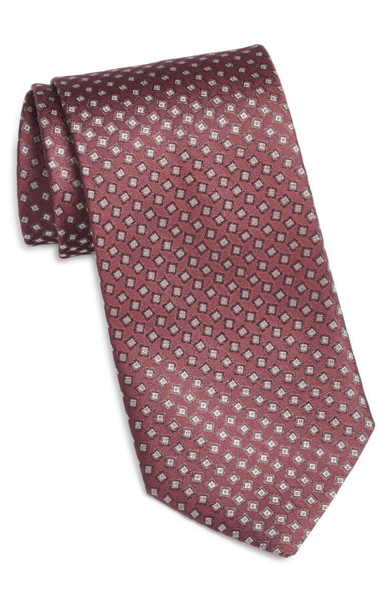 Jack Victor Geometric Silk Tie, Main, color, Wine