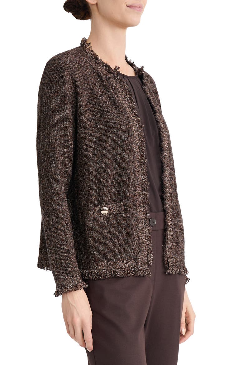 Fringe Kissing Front Cardigan, Alternate, color, RICH CHOCOLATE MULTI