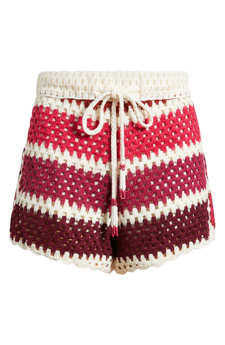 FARM Rio Colorful Crochet Tiles Shorts, Alternate, color, Red