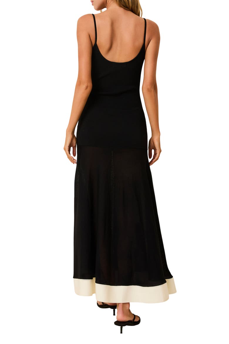 Tess Contrast Trim Maxi Sundress, Alternate, color, NOIR X BRULE