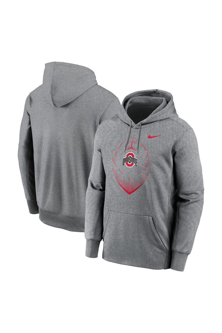Men's Nike Heather Gray Ohio State Buckeyes Icon Football Performance Pullover Hoodie, Main, color, Heather Gray
