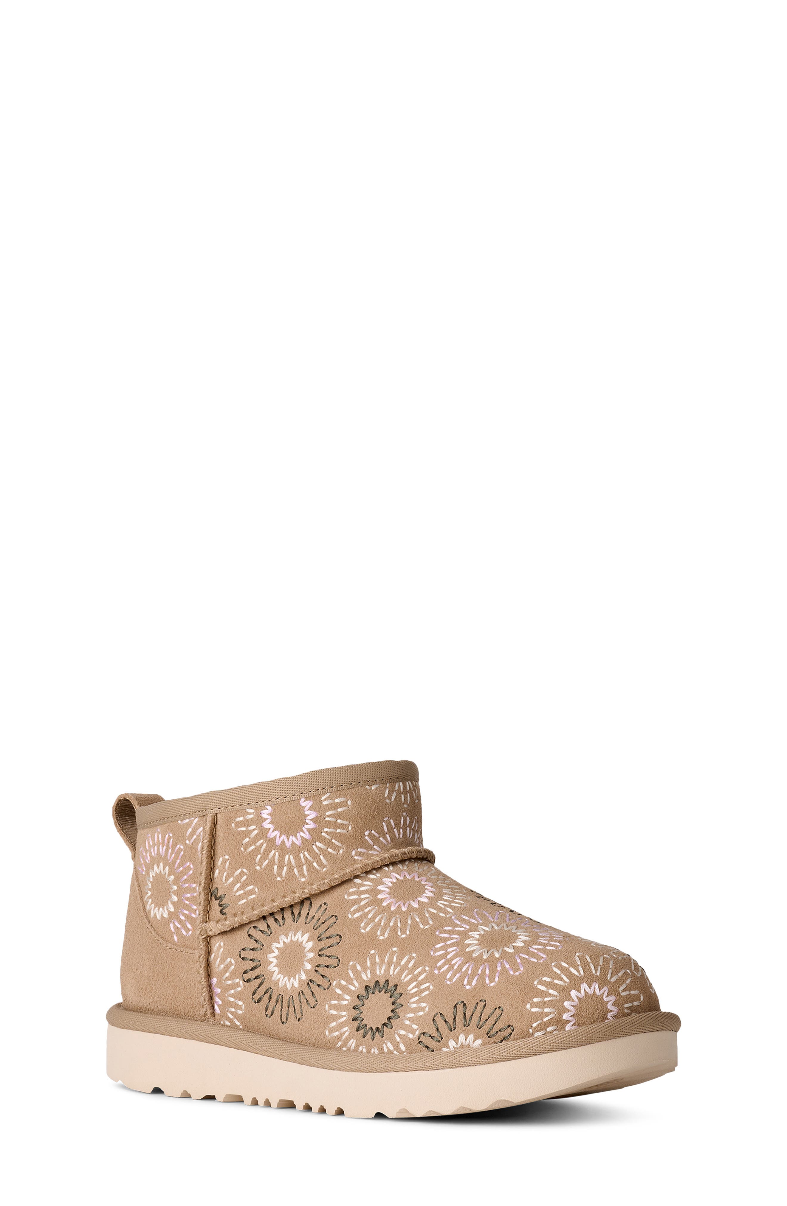 UGG<sup>®</sup> Kids' Classic Ultra Mini Sun Stitch Boot, Main, color, Mustard Seed