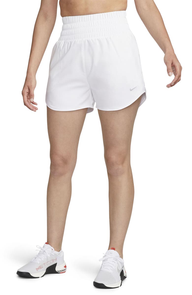 Nike Dri-FIT Ultrahigh Waist 3-Inch Brief Lined Shorts, Main, color, White/Reflective Silv
