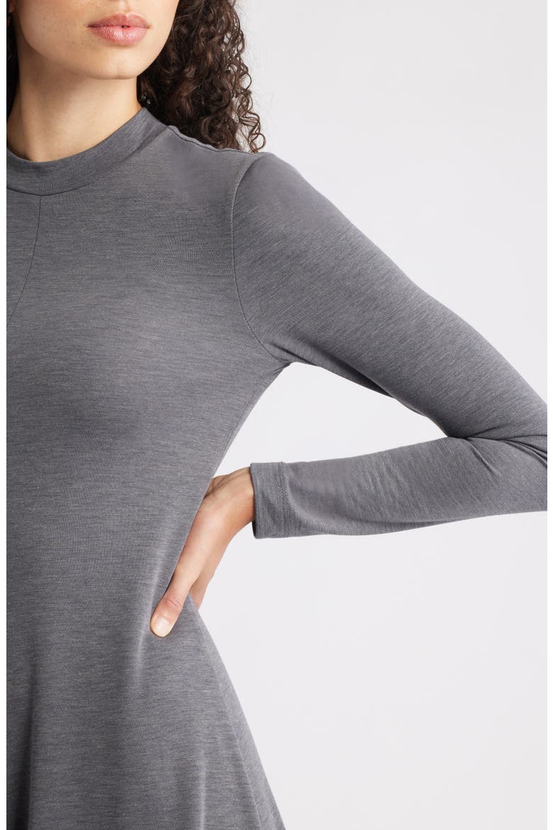 Mock Neck Long Sleeve Maxi Dress, Alternate, color, GREY CHARCOAL HEATHER