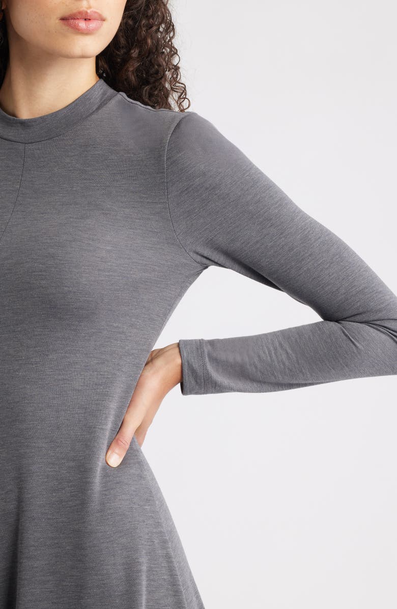 Nordstrom Mock Neck Long Sleeve Maxi Dress, Alternate, color, Grey Charcoal Heather
