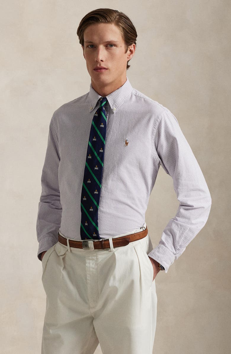 Polo Ralph Lauren Stripe Classic Fit Oxford Button-Down Shirt, Alternate, color, Thistle/ White