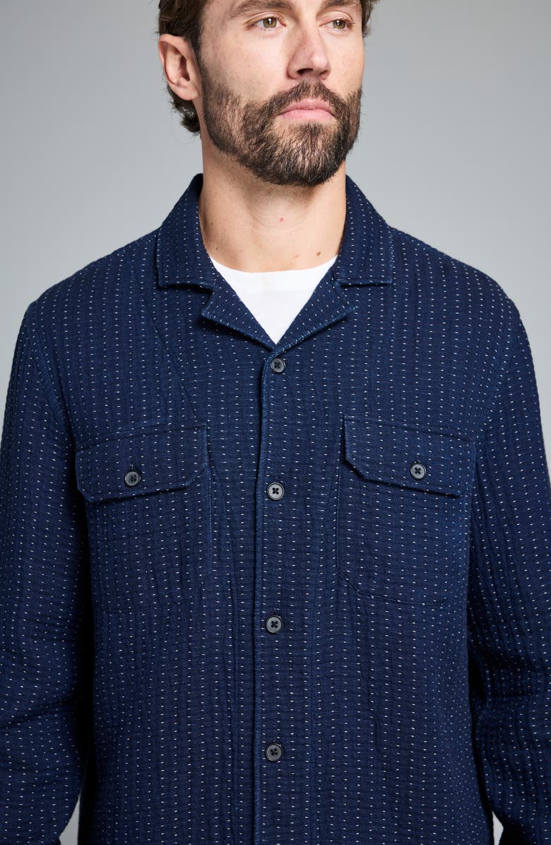 Billy Reid Pin Dot Cotton Dobby Overshirt, Alternate, color, Carbon Blue