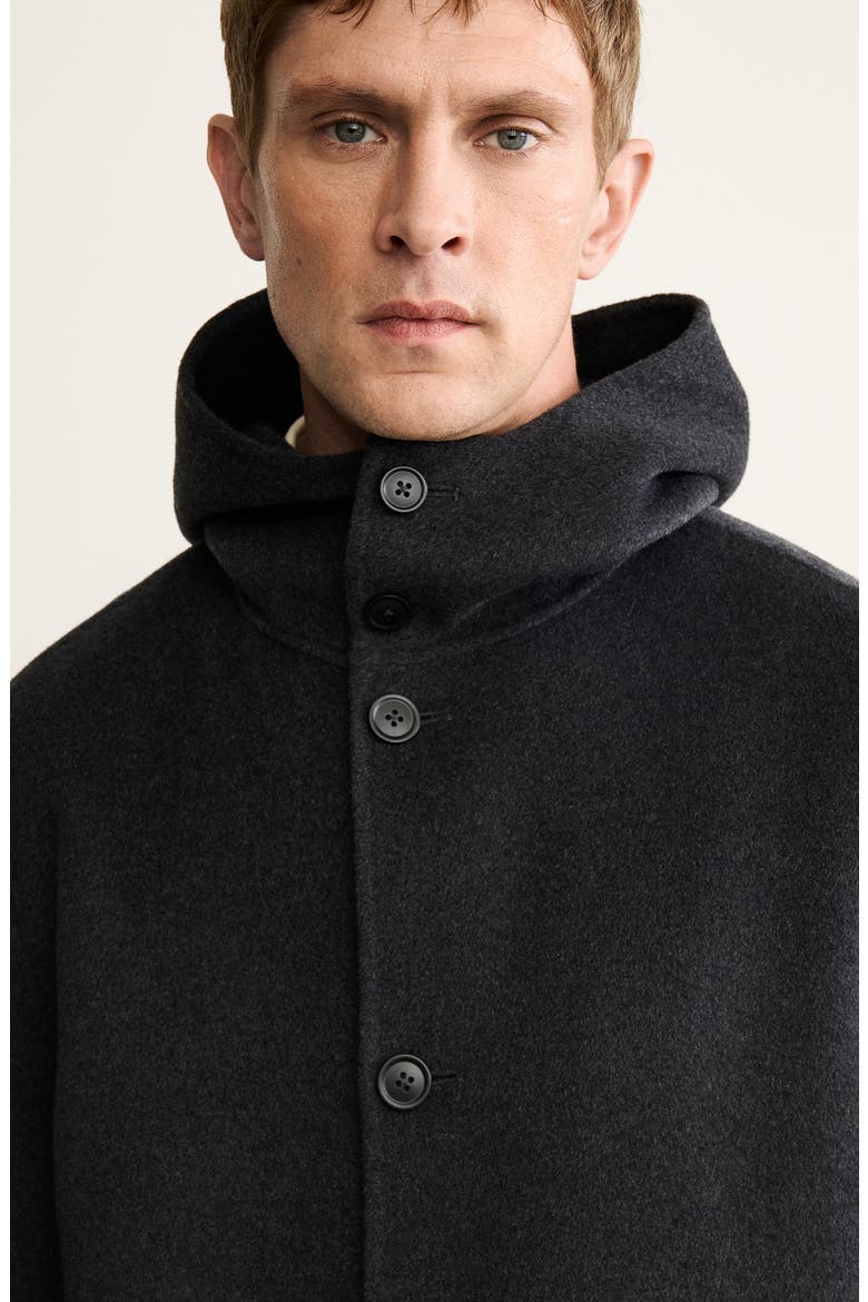Handmade Hooded Wool Blend Melton Overcoat, Alternate, color, MEDIUM HEATHER GREY