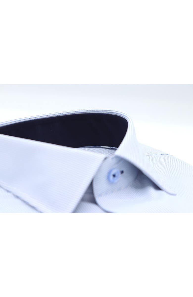 Lorenzo Uomo Thin Stripe Print Trim Fit Dress Shirt, Alternate, color, Light Blue/ White