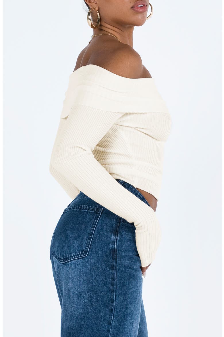 Morley Foldover Off the Shoulder Rib Sweater, Alternate, color, LIGHT BEIGE