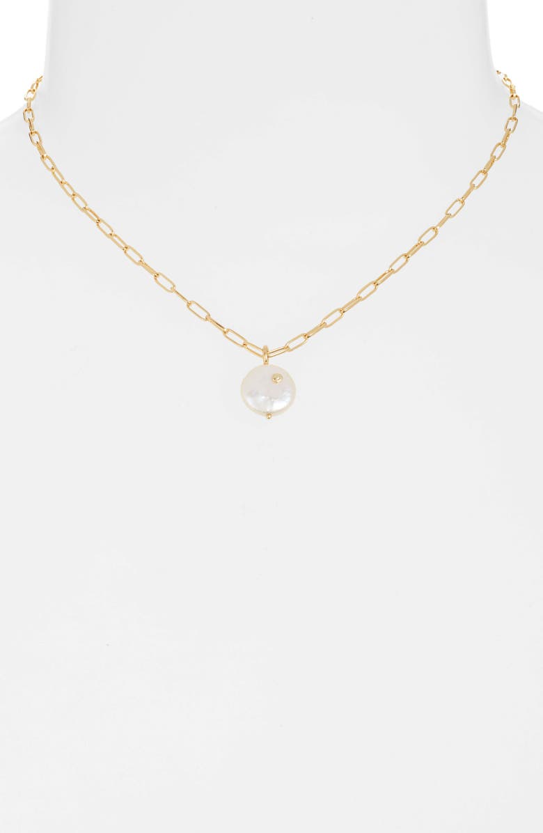 gorjana Reese Freshwater Pearl Pendant Necklace, Alternate, color,