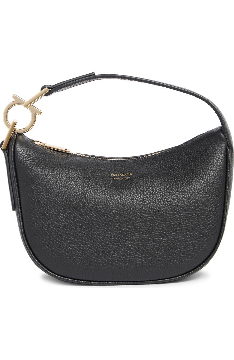 FERRAGAMO Mini Smile Leather Top Handle Bag, Main, color, Nero