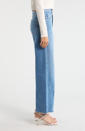 Anessa High Waist Raw Hem Wide Leg Jeans