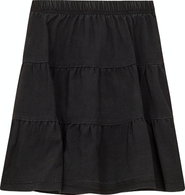 Space Grey Tiered Denim Short Skirt with Covered Elastic Waistband