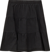Space Grey Tiered Denim Short Skirt with Covered Elastic Waistband