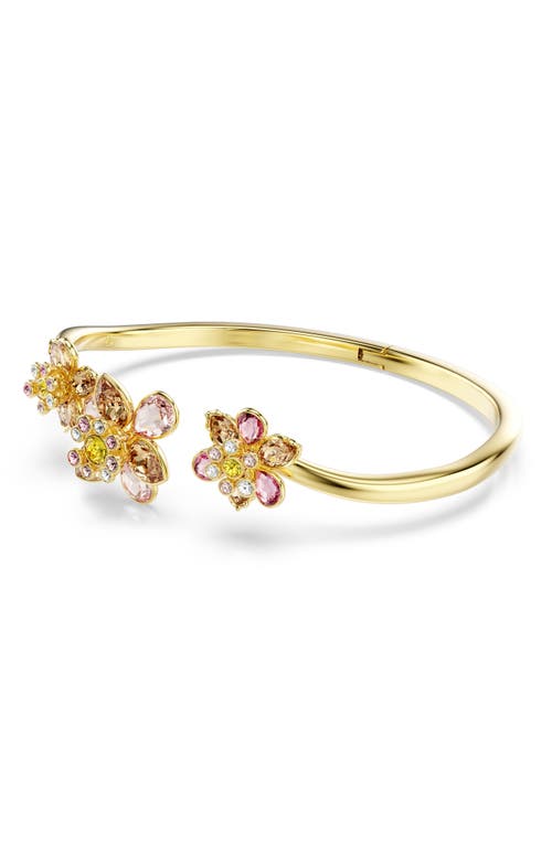Swarovski Idyllia Crystal Flower Open Bangle Bracelet In Gold