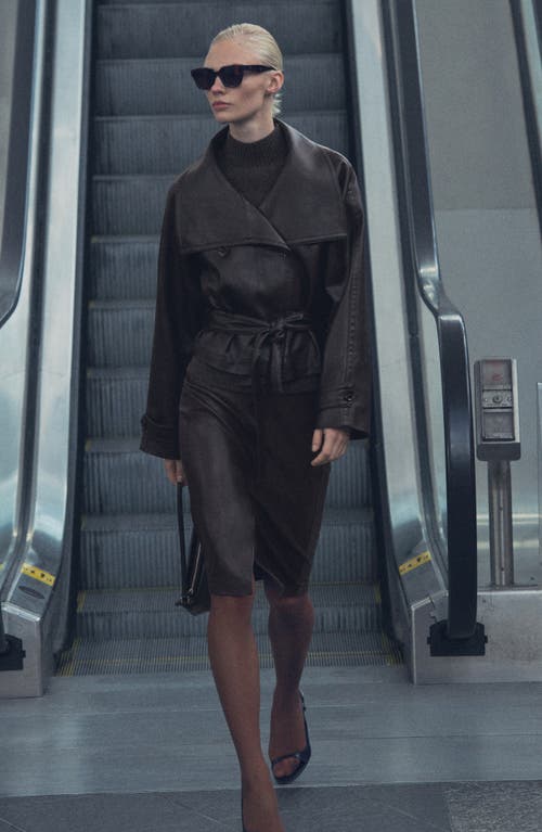 Mango Auro Double Breasted Faux Leather Jacket In Black