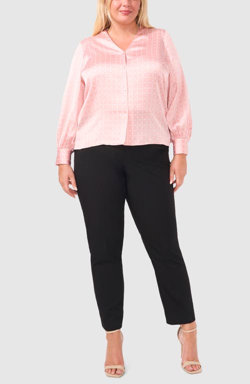 Halogen ® Collarless Satin Button-up Shirt In Bridal Rose