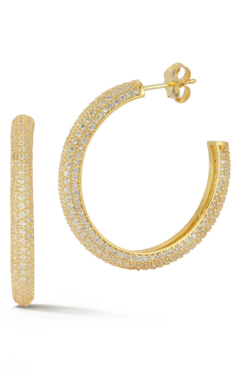CHLOE AND MADISON Large Pavé Hoop Earrings, Main, color, Gold