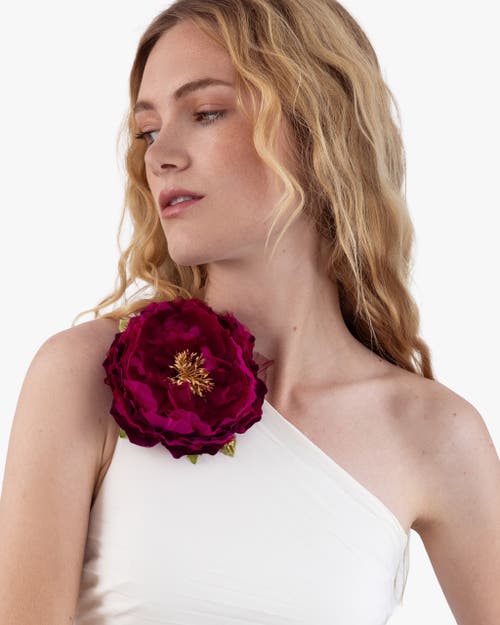 Helena Simon The Magenta Peony Floral Brooch In Purple