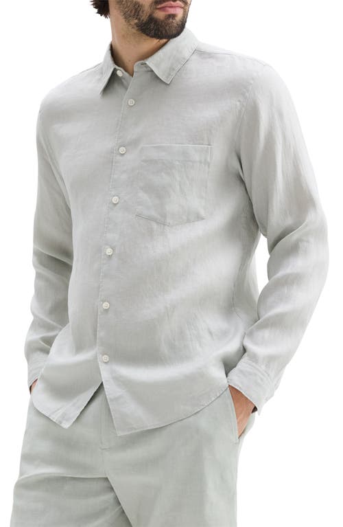 Theory Irving Solid Linen Button-up Shirt In Light Green