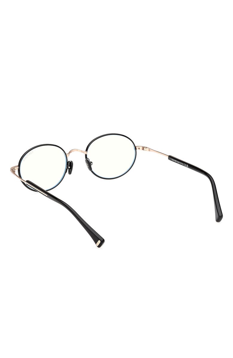 TOM FORD 49mm Round Blue Light Blocking Optical Glasses, Alternate, color, 