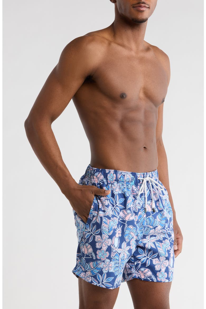 Print Volley Swim Trunks, Main, color, NAVY
