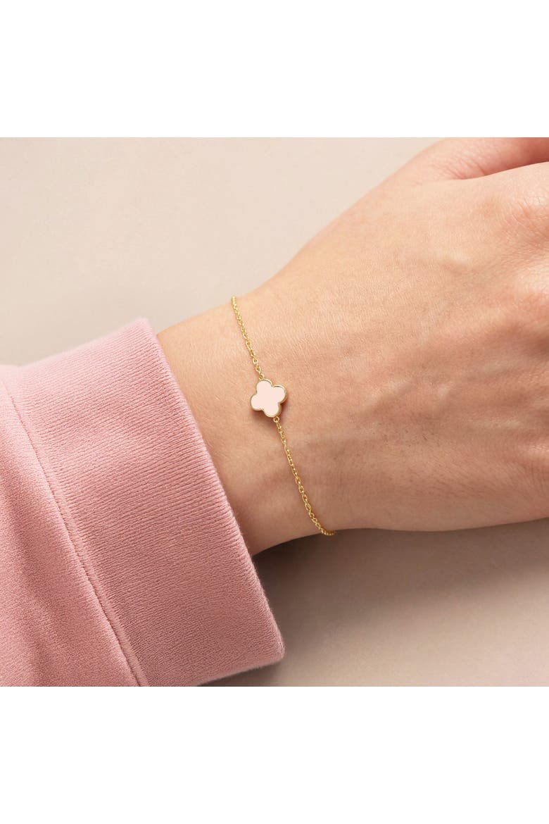 Mini Pink Pearl Single Clover Bracelet, Alternate, color, Pink Pearl