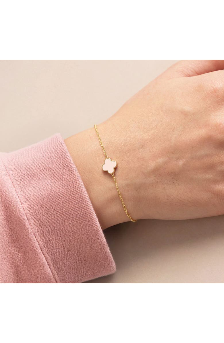The Lovery Fine Jewelry Mini Pink Pearl Single Clover Bracelet, Alternate, color, Pink Pearl