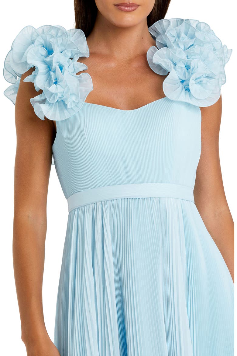 Ruffle Strap Pleated Organza Gown, Alternate, color, Powder Blue