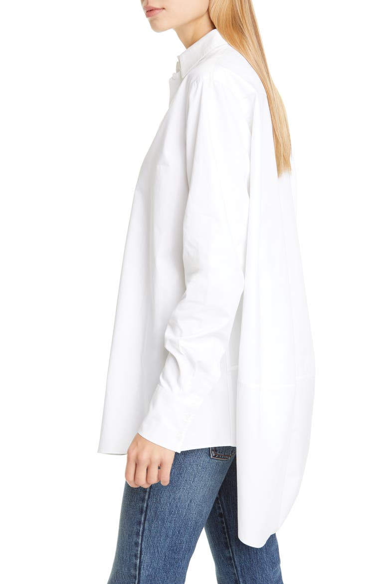 A-Line Cotton Poplin Shirt, Alternate, color, WHITE