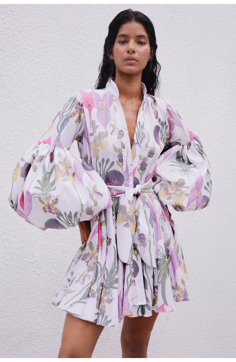 NO PISE LA GRAMA Carta Y Letra Dress, Main, color, Botanica White Print