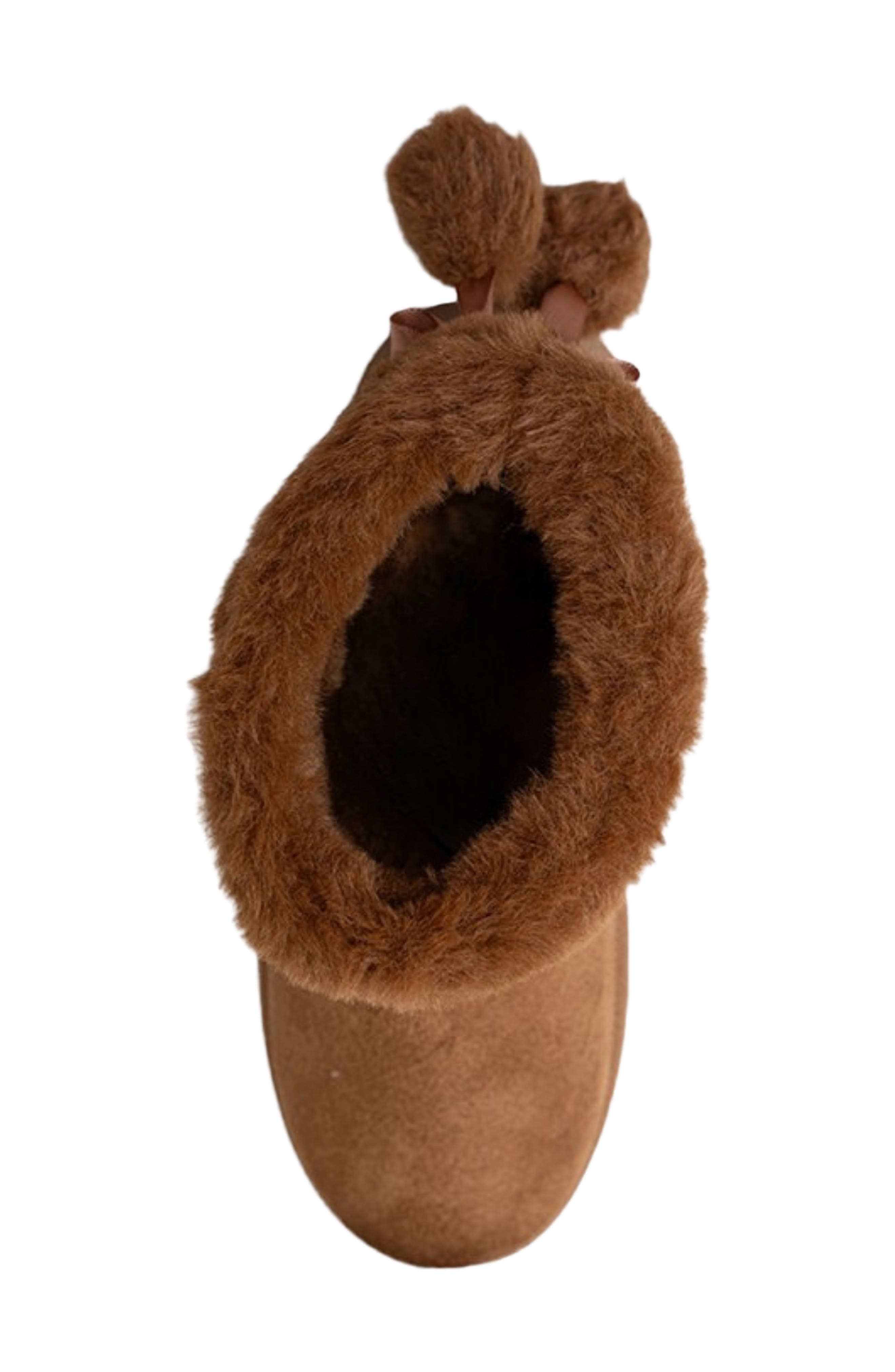 Kids' Cozy Faux Fur Collar Boot, Alternate, color, COGNAC