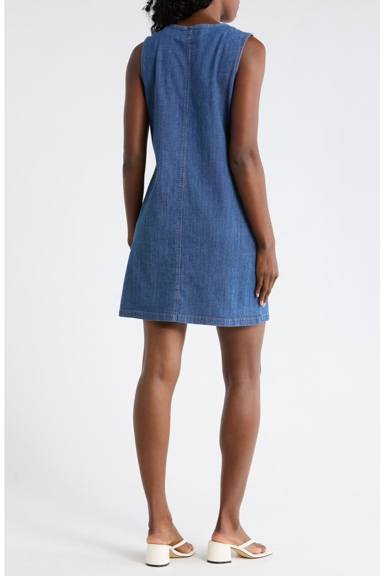 Sleeveless Scalloped Button Front Denim Minidress, Alternate, color, MEDIUM DENIM