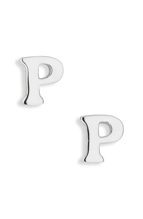 Block Letter Initial Stud Earrings