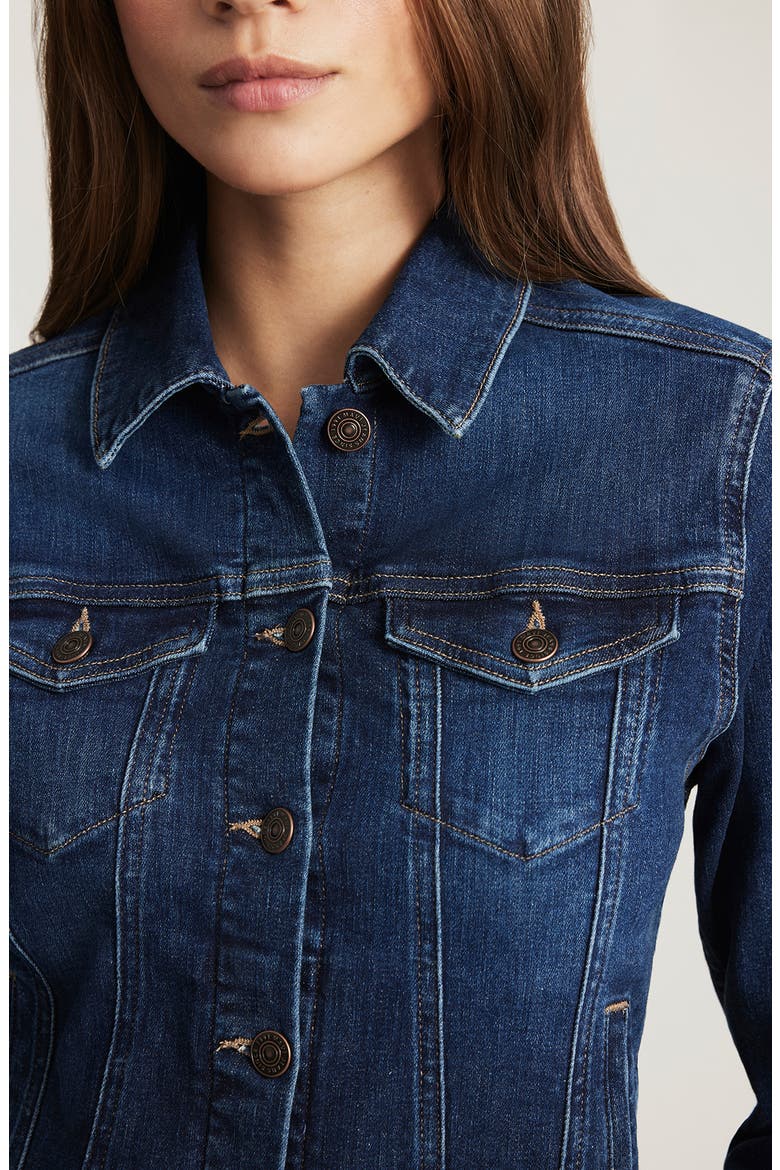 Cecilia Denim Trucker Jacket, Alternate, color, DARK BRUSHED FLEX BLUE