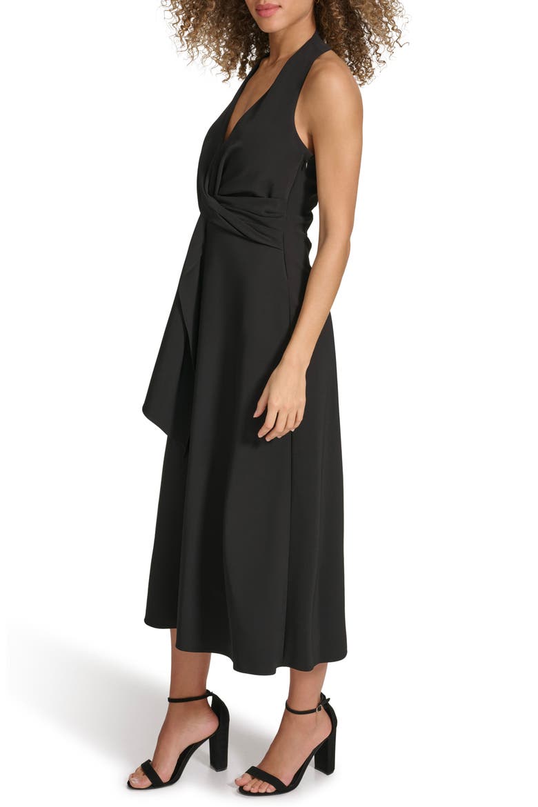 Halter Midi Dress, Alternate, color, BLACK