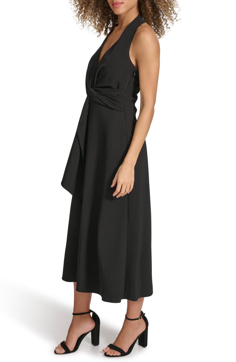 Siena Halter Midi Dress, Alternate, color, Black